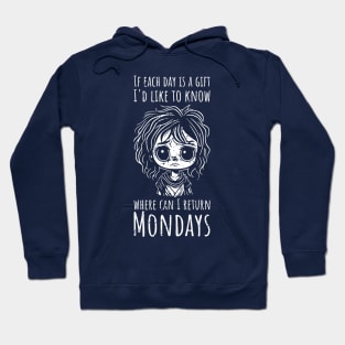 Funny Monday Blues For Girls - vertical distressed Hoodie